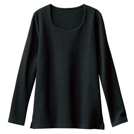 【レディース】 透けにくいクルーネックプルオーバー(長袖)(事務服・洗濯機OK) - セシール ■カラー：ブラック ■サイズ：S,M,L,LL,3L