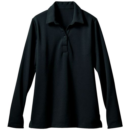 【レディース】 透けにくい衿付きプルオーバー(長袖)(事務服・洗濯機OK) - セシール ■カラー：ブラック ■サイズ：S,M