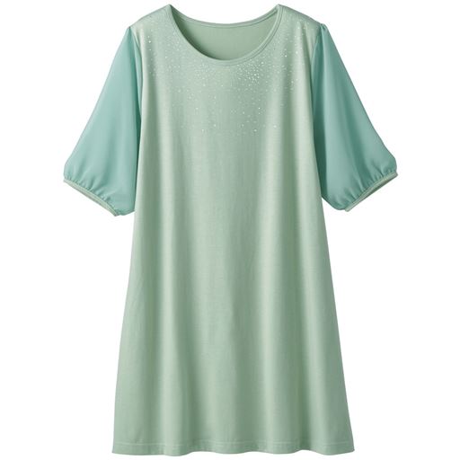 49%OFF【レディース】 袖シフォン使いプルオーバー ■カラー：ライトグリーン ■サイズ：S