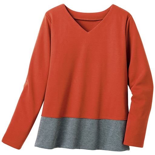40%OFF【レディース】 日本製バイカラープルオーバー - セシール ■カラー：ディープオレンジ ■サイズ：L
