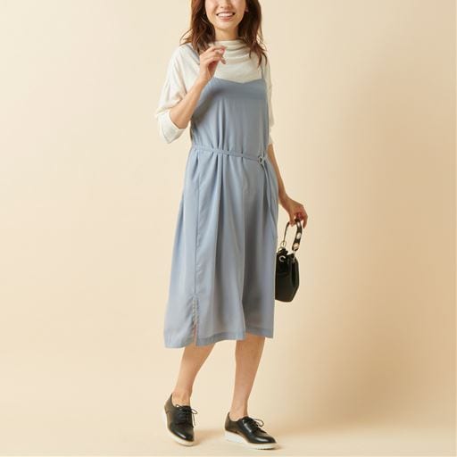 60%OFF【レディース】 2点セット(ジャンスカ+インナー) - セシール ■カラー：クラウドブルー×オフ ■サイズ：L,LL,3L