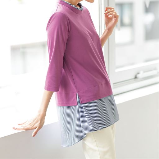 50%OFF【レディース】 レイヤード風チュニック ■カラー：パープル ■サイズ：L,3L