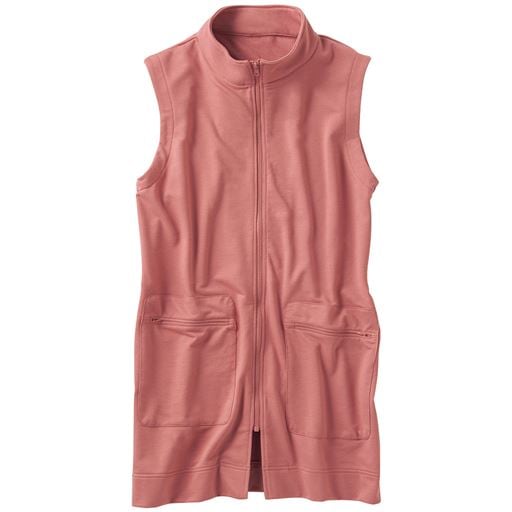 50%OFF【レディース】 大容量ポケット付きベストチュニック - セシール ■カラー：アッシュローズ ■サイズ：M,L