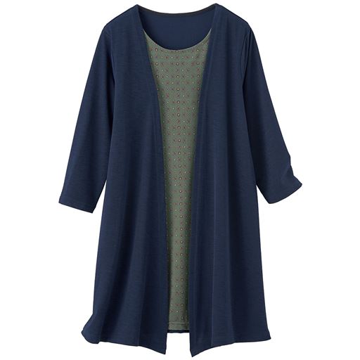 60%OFF【レディース】 プリントフェイクレイヤード ■カラー：ネイビー ■サイズ：S,M,L
