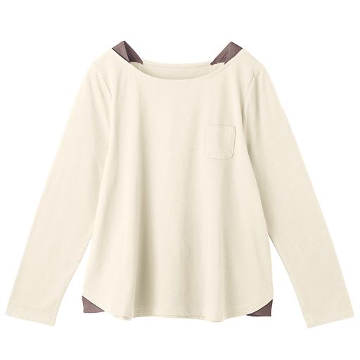 70%OFF【レディース】 綿100%フェイクレイヤードプルオーバー ■カラー：アイボリホワイト ■サイズ：S,M,L,LL,3L