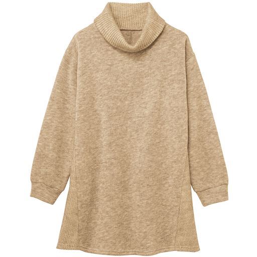 【レディース】 オフタートルカットソーチュニック(洗濯機OK) - セシール ■カラー：ベージュ ■サイズ：3L,L,LL,M