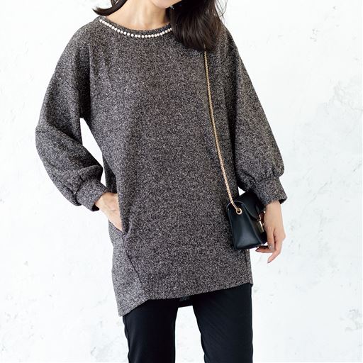50%OFF【レディース】 ツイード風コクーンチュニック - セシール ■カラー：ブラック系 ■サイズ：M