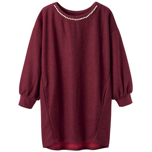 50%OFF【レディース】 ツイード風コクーンチュニック ■カラー：ワイン系 ■サイズ：M,L