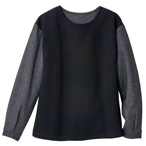 50%OFF【レディース大きいサイズ】 ケーブル柄切替プルオーバー - セシール ■カラー：ブラック ■サイズ：3L