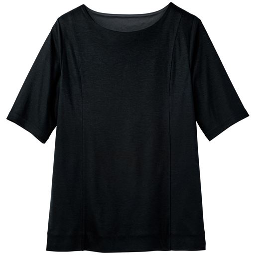 60%OFF【レディース大きいサイズ】 2枚仕立てクルーネックTシャツ(グラマーさん用サイズ有)(胸のサイズで選べる)【ぽっちゃりさんサイズ】 - セシール ■カラー：ブラック ■サイズ：3L+(F・Gカップ相当対応)