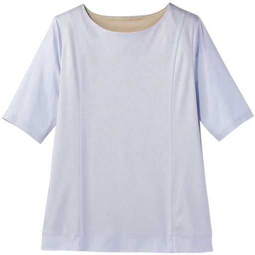 60%OFF【レディース大きいサイズ】 2枚仕立てクルーネックTシャツ(グラマーさん用サイズ有)(胸のサイズで選べる)【ぽっちゃりさんサイズ】 ■カラー：サックス ■サイズ：4L,LL+(F・Gカップ相当対応),3L+(F・Gカップ相当対応),4L+(F・Gカップ相当対応),5L+(F・Gカップ相当対応)