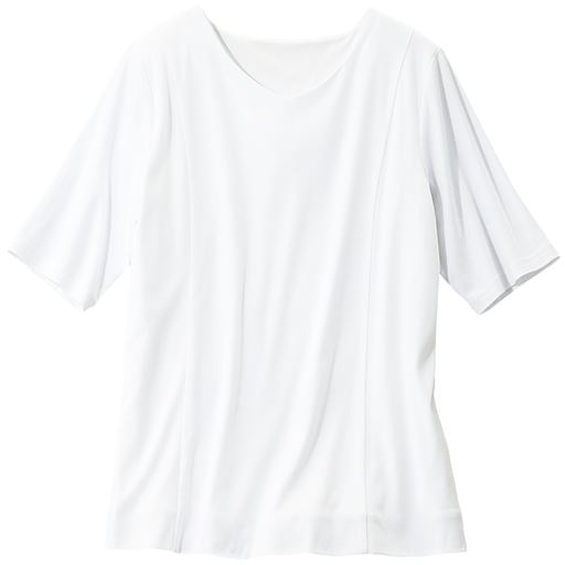 50%OFF【レディース大きいサイズ】 【ぽっちゃりさんサイズ】2枚仕立てVネックTシャツ(グラマーさん用サイズ有)(胸のサイズで選べる) - セシール ■カラー：オフホワイト ■サイズ：4L+(F・Gカップ相当対応)