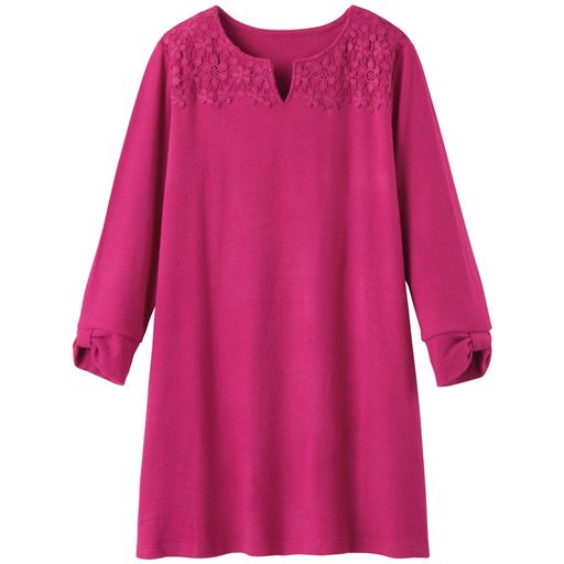 50%OFF【レディース】 キーネックチュニックカットソー - セシール ■カラー：ローズ ■サイズ：L