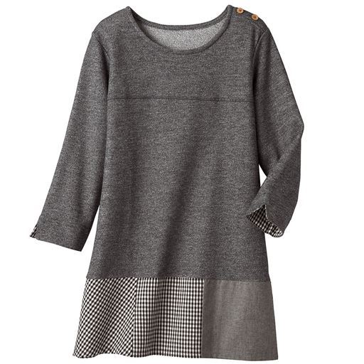 60%OFF【レディース】 裾布帛切り替えチュニック - セシール ■カラー：ミックスグレー ■サイズ：M
