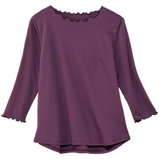 50%OFF【レディース】 メロウ使い7分袖Tシャツ(綿100%) - セシール ■カラー：ダークバイオレット ■サイズ：S