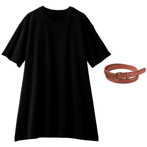 70%OFF【レディース】 【ぽっちゃりさんサイズ】ベルト付きカットソー - セシール ■カラー：ブラック ■サイズ：3L-4L