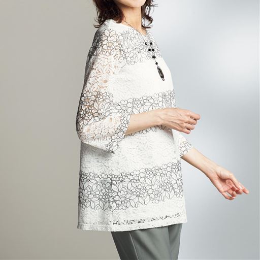 60%OFF【レディース】 レースプルオーバー - セシール ■カラー：ホワイト系 ■サイズ：3L