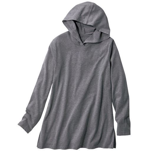 50%OFF【レディース大きいサイズ】 【ぽっちゃりさんサイズ】脇スリットパーカー ■カラー：ミックスグレー ■サイズ：LL