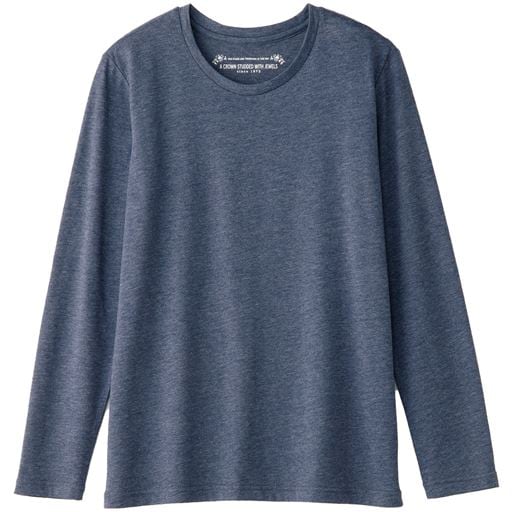 シンプルクルーネックTシャツ(長袖)(洗濯機OK) | ネイビー