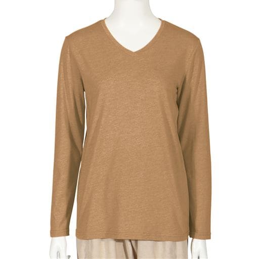 【レディース】 シンプルVネックTシャツ 