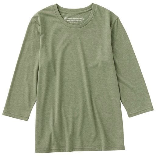 ＜セシール＞【レディース】 シンプルクルーネックTシャツ(7分袖)(洗濯機OK) ■カラー：セイジグリーン ■サイズ：SMLLL3L4L
