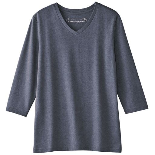 【レディース】 シンプルVネックTシャツ(7分袖)(S-6L・洗濯機OK) ■カラー：ネイビー ■サイズ：S,M,L,LL,3L