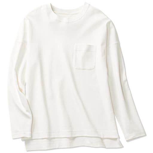クルーネックTシャツ(長袖)(綿100%・洗濯機OK) | オフホワイト