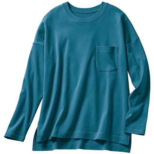 【レディース】 クルーネックTシャツ(長袖)(綿100%・洗濯機OK) ■カラー：アンティックブルー ■サイズ：M,L,LL,3L