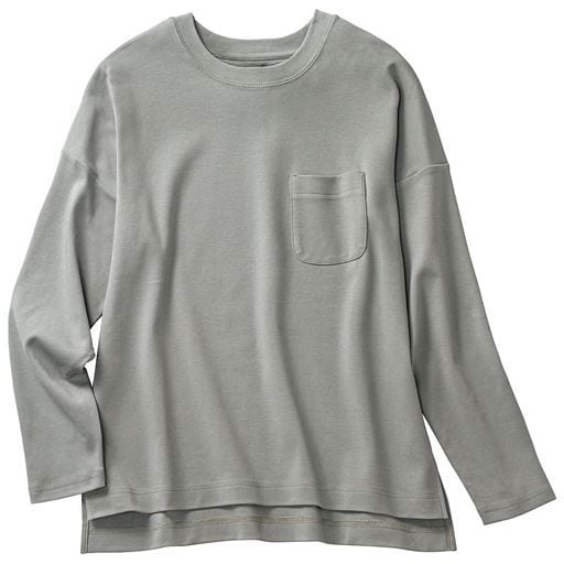【レディース】 クルーネックTシャツ(長袖)(綿100%・洗濯機OK) ■カラー：ブルーグリーン ■サイズ：M,L,3L