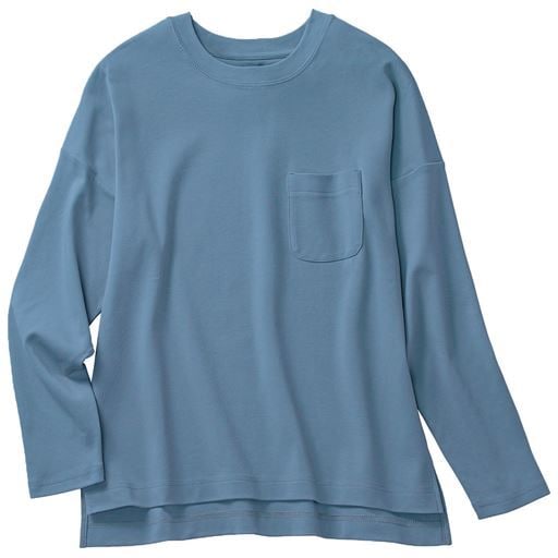 クルーネックTシャツ(長袖)(綿100%・洗濯機OK) | クラウドブルー