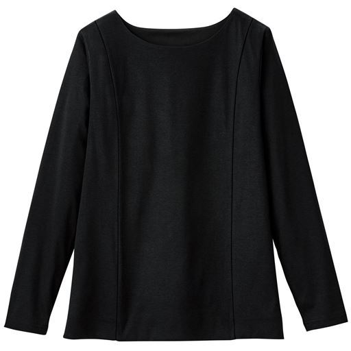 50%OFF【レディース大きいサイズ】 【ぽっちゃりさんサイズ】2枚仕立てクルーネックTシャツ(長袖) - セシール ■カラー：ブラック ■サイズ：4L,5L,6L,L,LL,3L