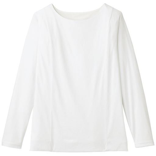 50%OFF【レディース大きいサイズ】 【ぽっちゃりさんサイズ】2枚仕立てクルーネックTシャツ(長袖) ■カラー：オフホワイト ■サイズ：L,LL,3L,4L,5L,6L