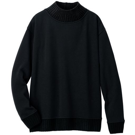 50%OFF【レディース大きいサイズ】 【ぽっちゃりさんサイズ】なめらか裏シャギー異素材使いプルオーバー - セシール ■カラー：ブラック ■サイズ：3L,4L,5L,6L