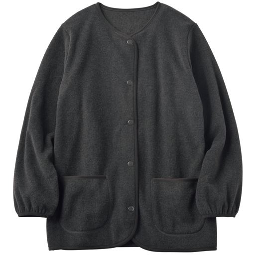 【レディース】 フリースボタンカーディガン ■カラー：チャコールグレー ■サイズ：S,M,L,LL,3L