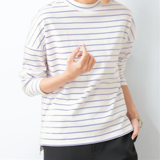 ハイネックボーダーtシャツ 長袖 綿100 洗濯機ok セシール Cecile ハイネックボーダーtシャツ 長袖 綿100 洗濯機ok セシール Cecile