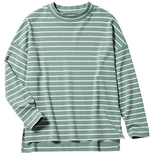 ハイネックボーダーtシャツ 長袖 綿100 洗濯機ok セシール Cecile
