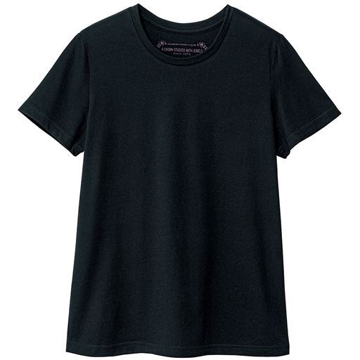 シンプルクルーネックTシャツ(半袖)(洗濯機OK) | ブラック