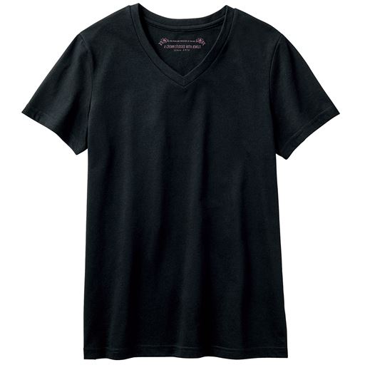 【レディース】 シンプルVネックTシャツ(半袖)(洗濯機OK) ■カラー：ブラック ■サイズ：3L,S,M,L,LL,4L