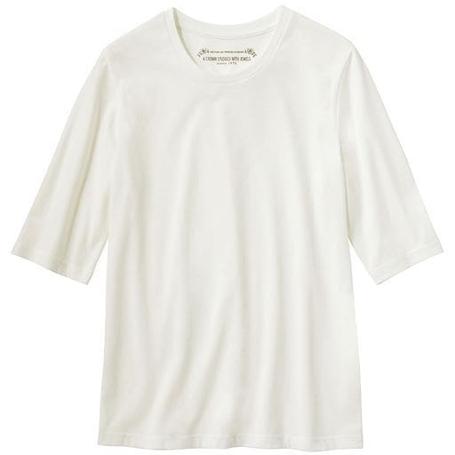 【レディース】 シンプルクルーネックTシャツ(5分袖)(洗濯機OK) - セシール ■カラー：ホワイト ■サイズ：L,LL,S,M,3L,4L