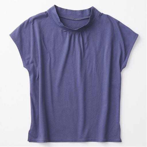 ハイネックフレンチスリーブTシャツ(綿100%・洗濯機OK)