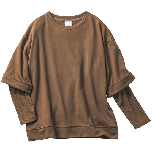 35%OFF【レディース】 袖フェイクプルオーバー(洗濯機OK) - セシール ■カラー：キャメル ■サイズ：LL