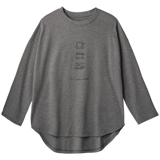 35%OFF【レディース】 プリントゆるTシャツ(洗濯機OK) ■カラー：チャコールグレー ■サイズ：M-L,LL-3L,4L-5L