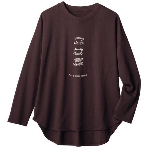 35%OFF【レディース】 プリントゆるTシャツ(洗濯機OK) ■カラー：ブラウン ■サイズ：M-L,LL-3L,4L-5L