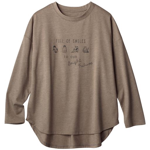 35%OFF【レディース】 プリントゆるTシャツ(洗濯機OK) ■カラー：グレージュ ■サイズ：LL-3L