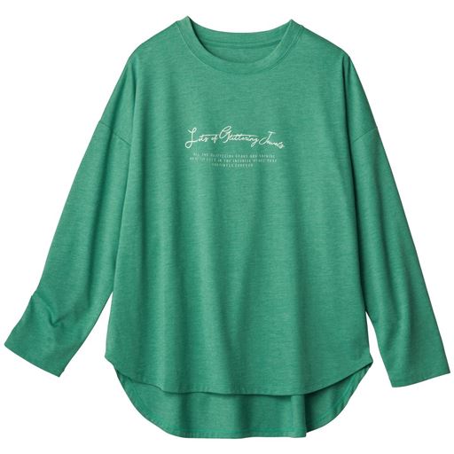 35%OFF【レディース】 プリントゆるTシャツ(洗濯機OK) - セシール ■カラー：スモークグリーン ■サイズ：M-L,LL-3L,4L-5L