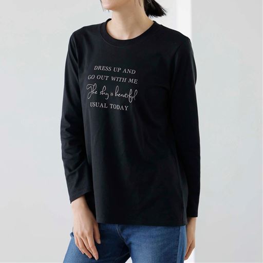 【レディース】 プリントTシャツ(綿100%・洗濯機OK) ■カラー：ブラックA ■サイズ：6L