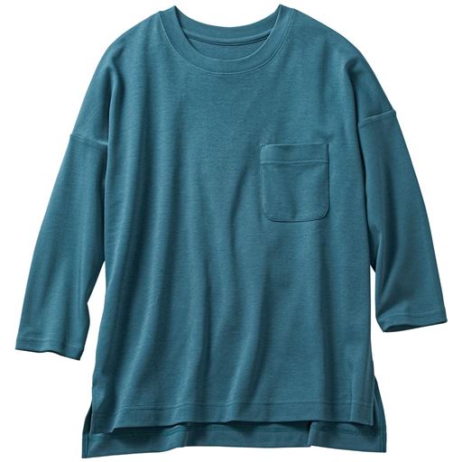 35%OFF【レディース】 クルーネックTシャツ(7分袖)(綿100%・洗濯機OK) ■カラー：アンティックブルー ■サイズ：L,LL,3L