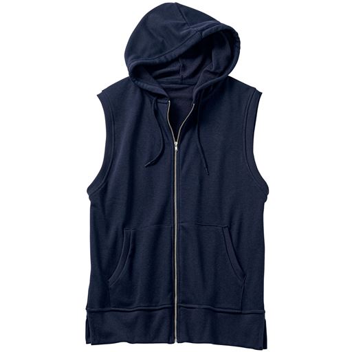 【レディース】 ジップパーカーベスト - セシール ■カラー：ネイビー ■サイズ：M,L,LL,3L