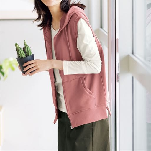 45%OFF【レディース】 ジップパーカーベスト ■カラー：クラウディローズ ■サイズ：M,L,LL,3L