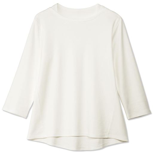 【レディース】 7分袖シンプルTシャツ ■カラー：オフホワイト ■サイズ：S,M,L,LL,3L